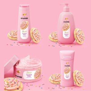 Dove x Crumbl Confetti Cake set of 4 hand wash,  deodorant, body wash & scrub